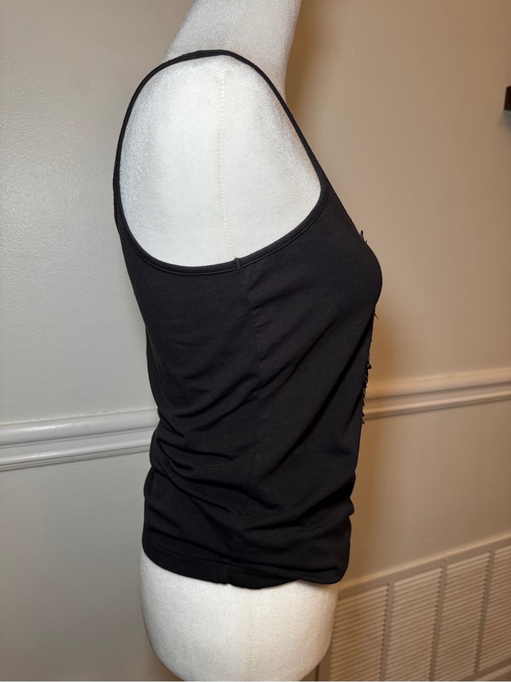 Armani Exchange A|X Black Sequin Front Tank Top Cami Size M - Picture 4 of 10